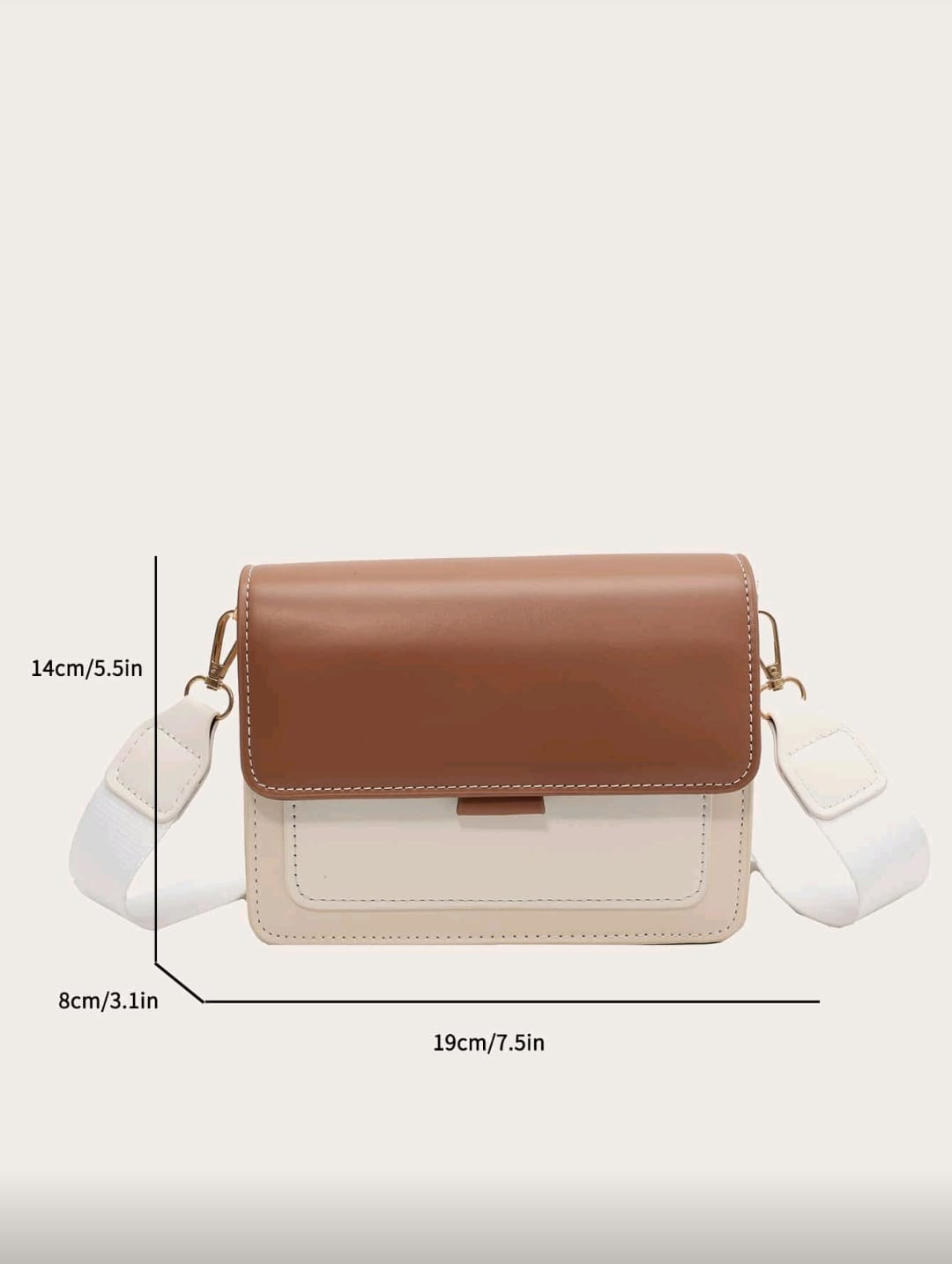 Beige and Brown Handbag